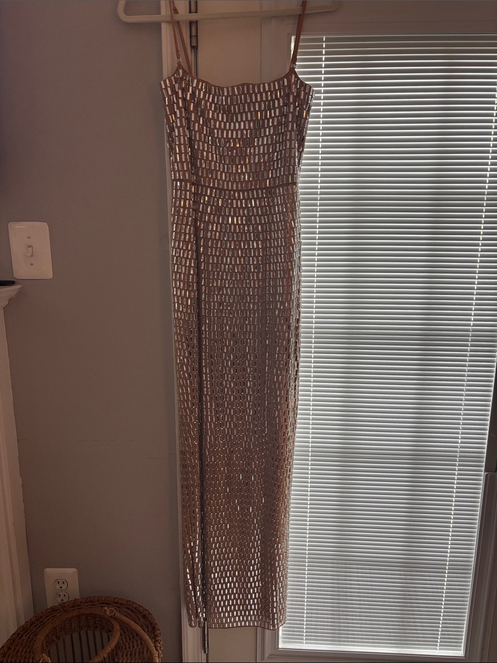 Oh Polly Rose Gold Sequin Maxi Slip Dress